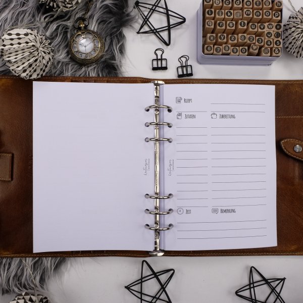 Liste 30 x Rezepte + blanko Seite