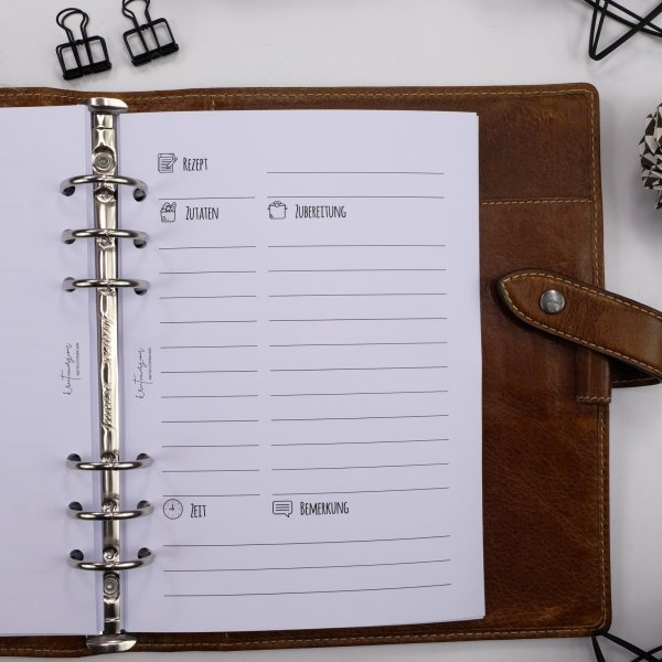 Liste 30 x Rezepte + blanko Seite