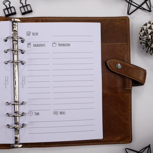 Liste 30 x Rezepte + blanko Seite