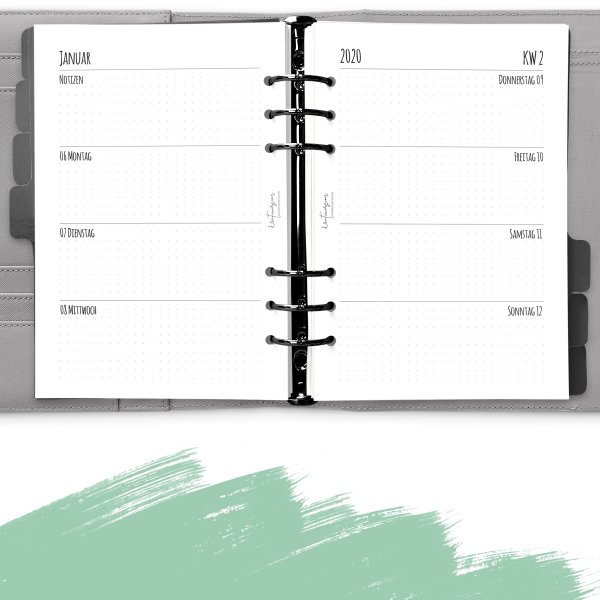 Kalendereinlagen Notizen oben links 1W2S dot grid