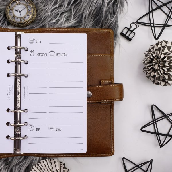 Liste 30 x Rezepte + blanko Seite